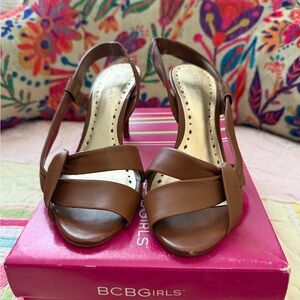 BCBGirls Tan Strappy Heels